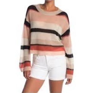 Wildfox Phoebe Striped Thin Knit Wool Blend Sweater Size L
